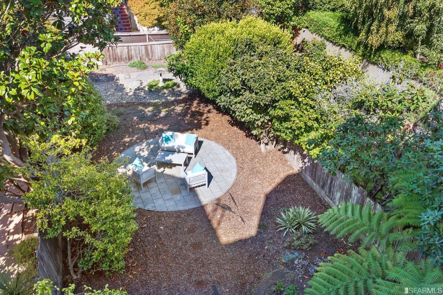 overhead view of backyard